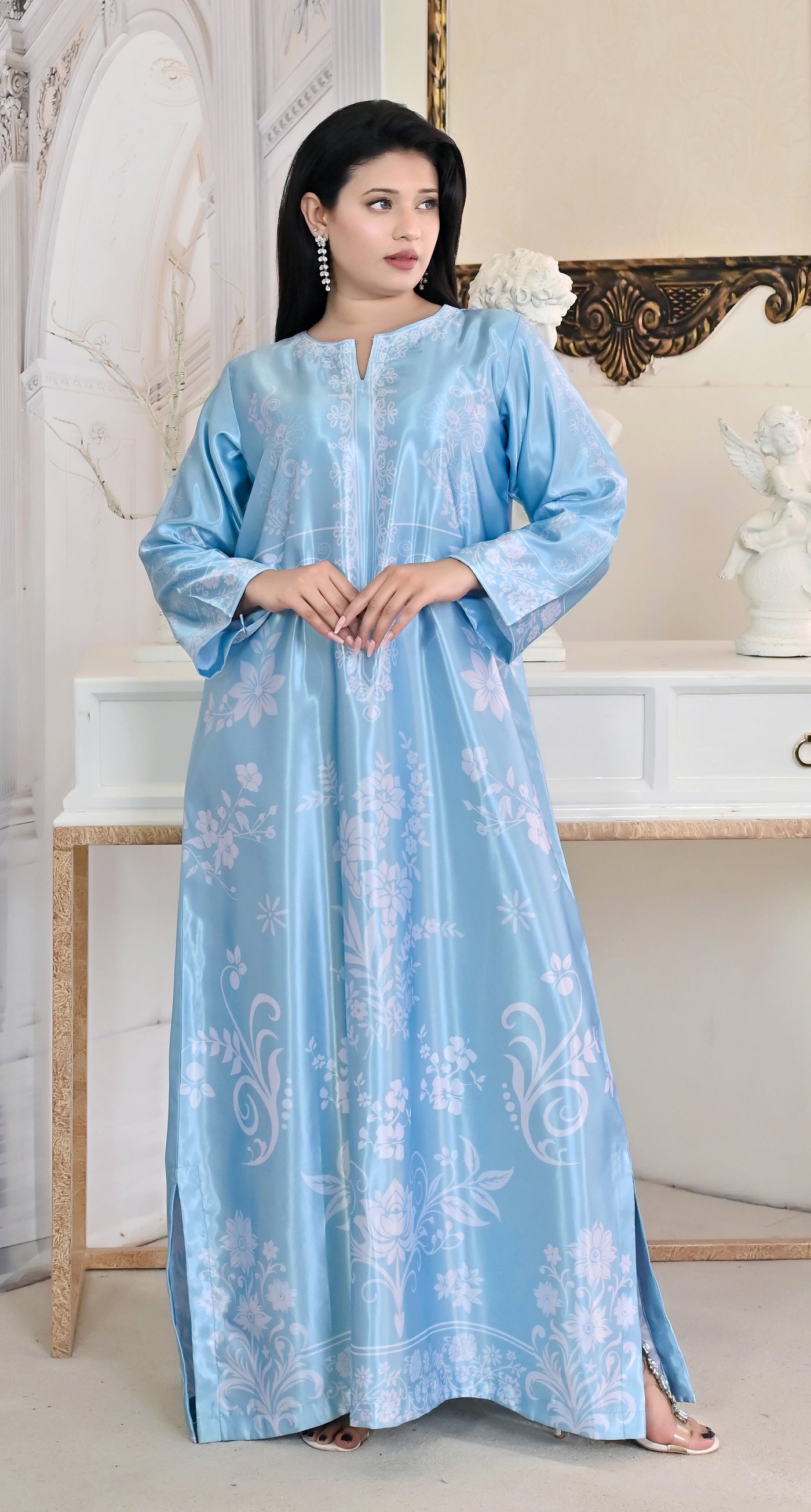 Elysian  Bloom Kaftan - Sky Blue