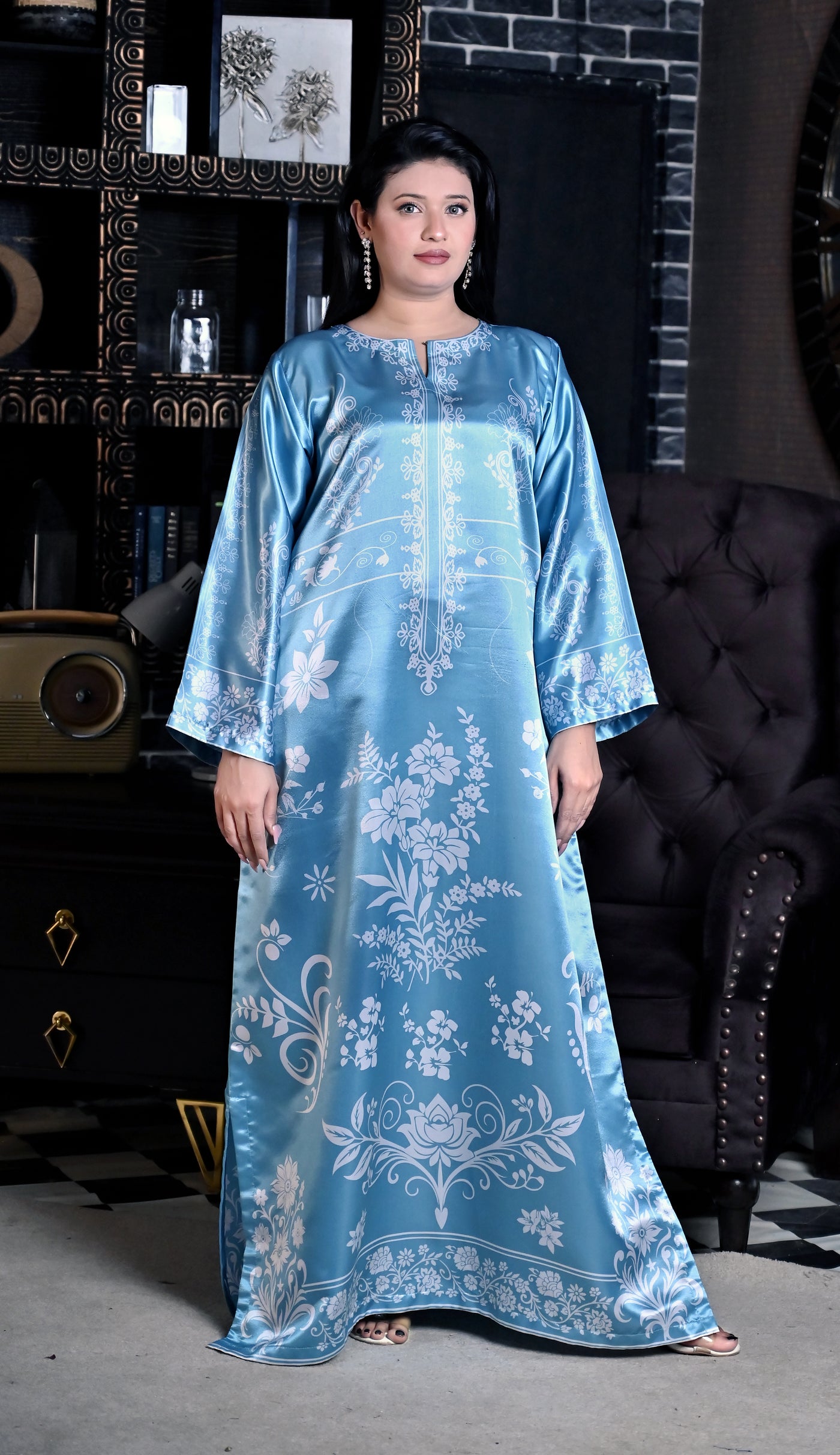 Celestia Bloom Kaftan - Powder Blue