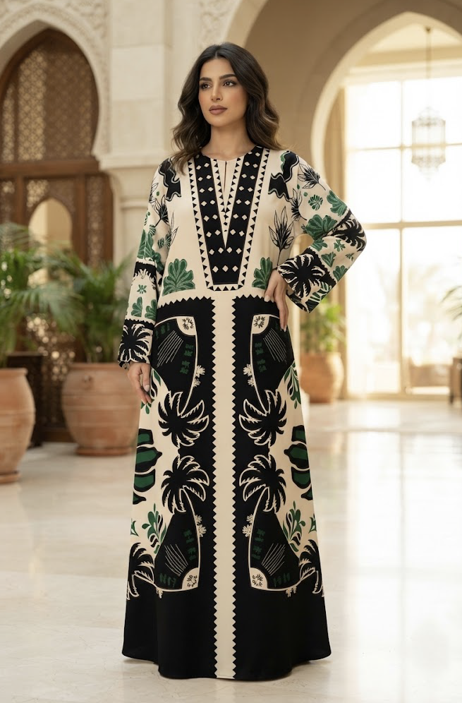 Zareen Palm Luxe Kaftan