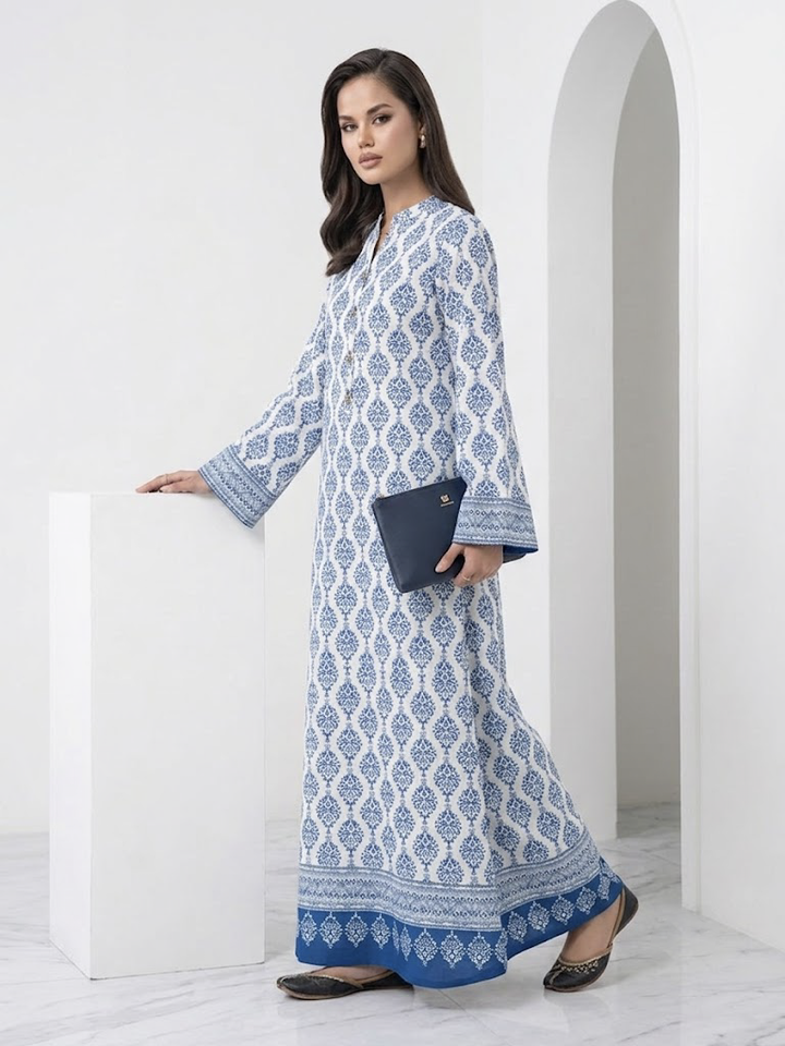 Azure Elegance Kaftan