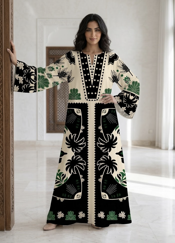 Zareen Palm Luxe Kaftan