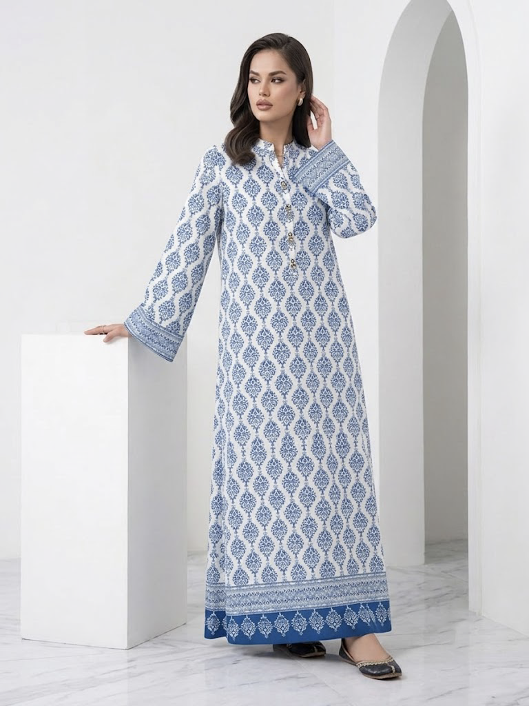 Azure Elegance Kaftan