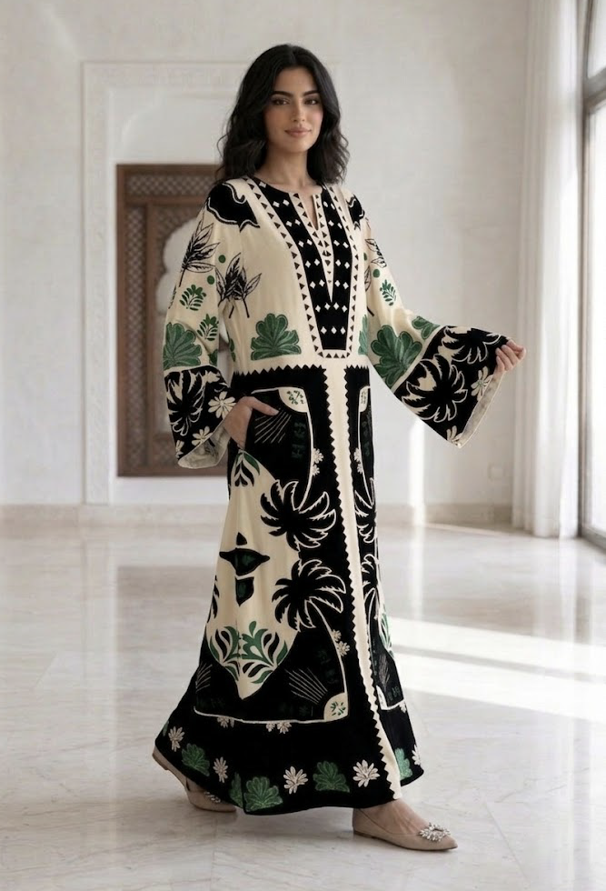 Zareen Palm Luxe Kaftan