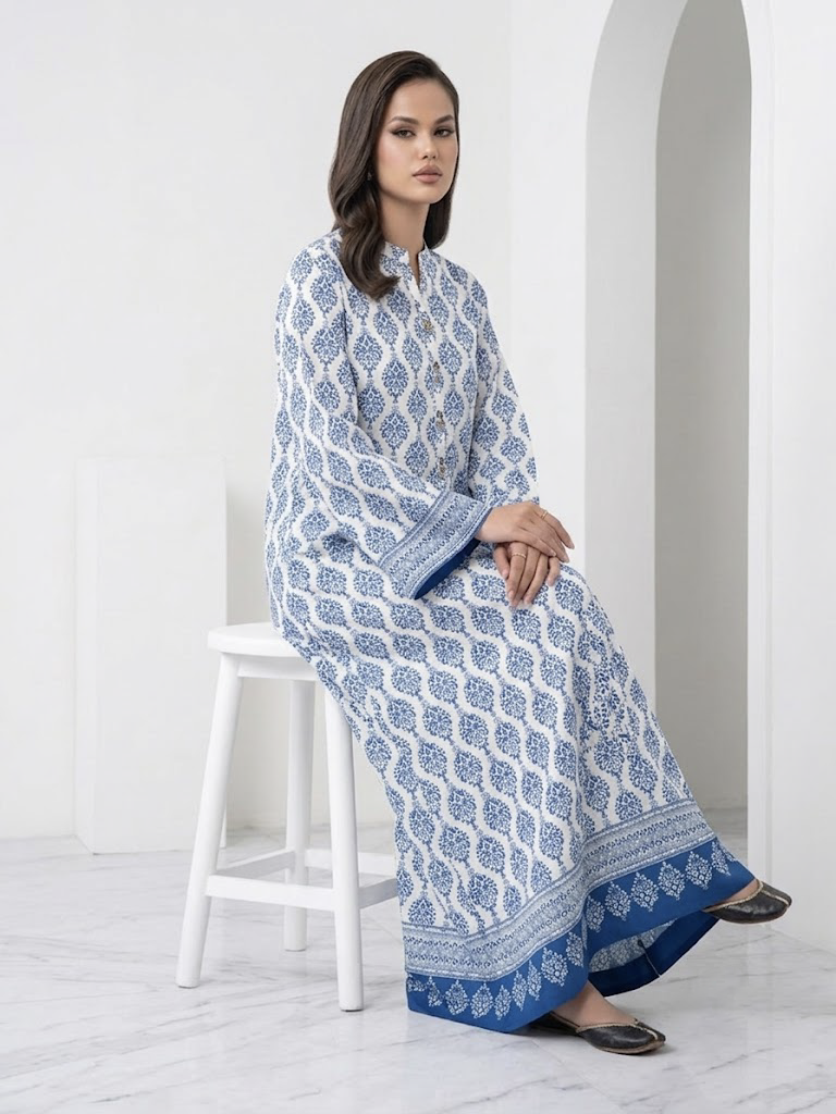 Azure Elegance Kaftan