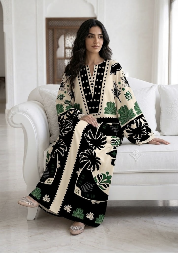 Zareen Palm Luxe Kaftan