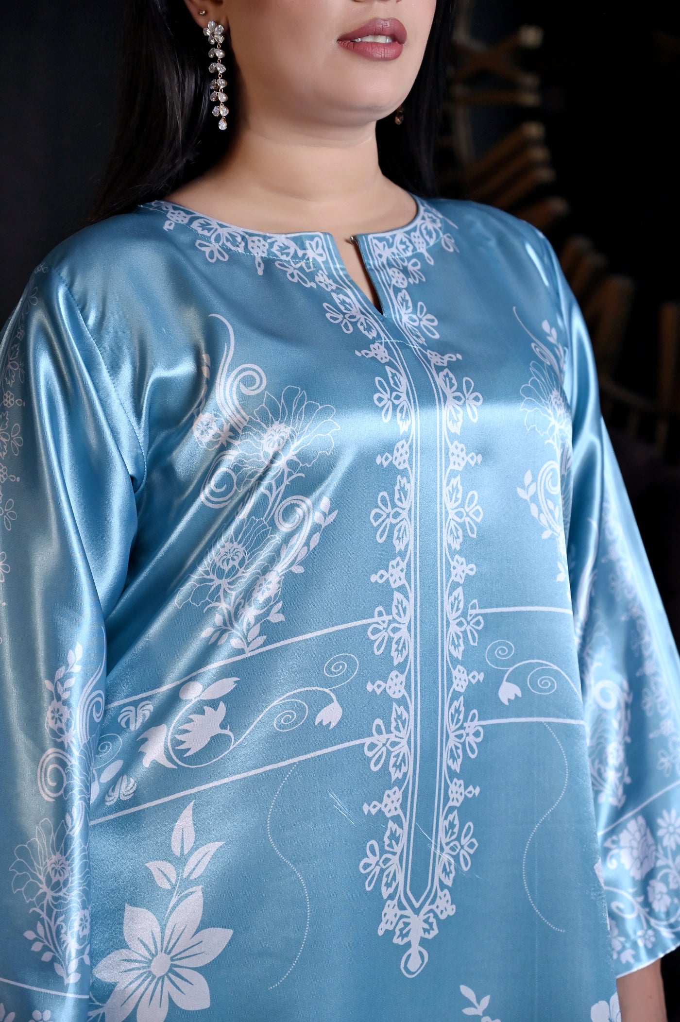 Celestia Bloom Kaftan - Powder Blue