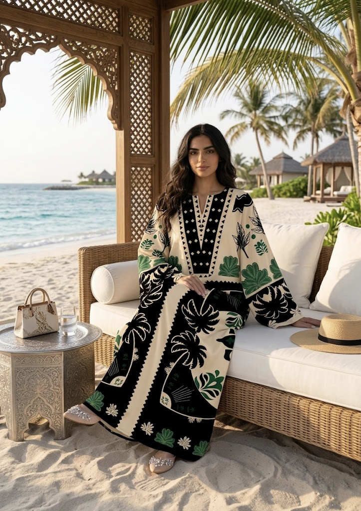 Zareen Palm Luxe Kaftan
