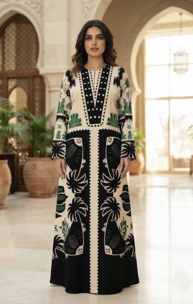 Zareen Palm Luxe Kaftan