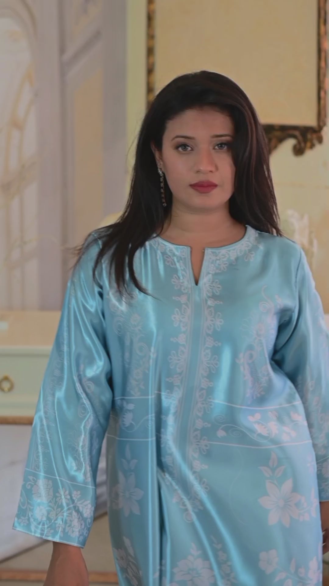 Elysian  Bloom Kaftan - Sky Blue