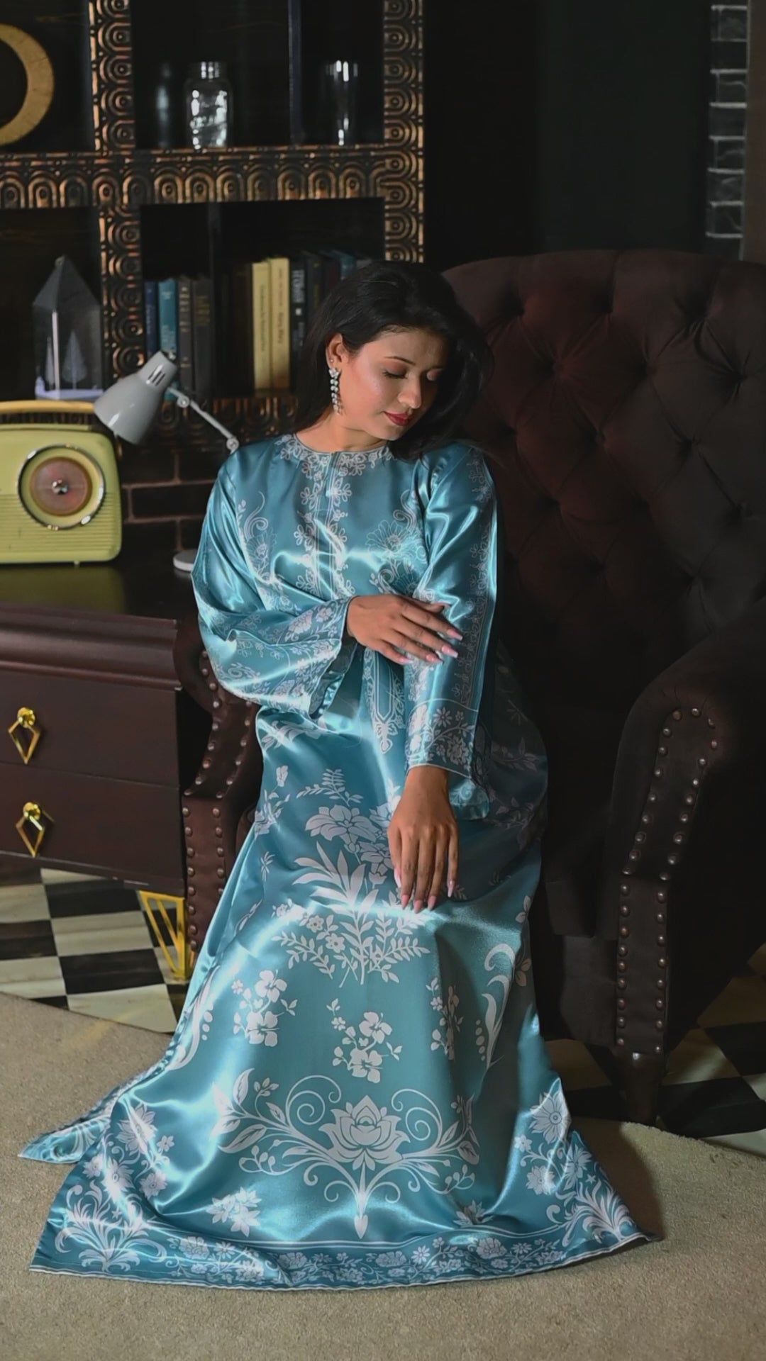 Celestia Bloom Kaftan - Powder Blue